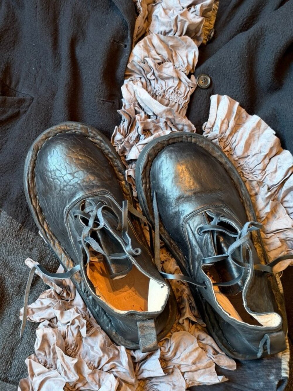 Italy Distressed Leather Boots Unisex Avant Garde M 9 / W 10.5-11 Handmade NWOB